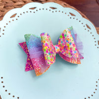 Beautiful rainbow Fancy Dolly Celebration bows!