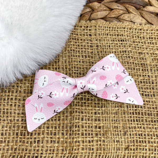 Adorable pink and white easter bunny bows!