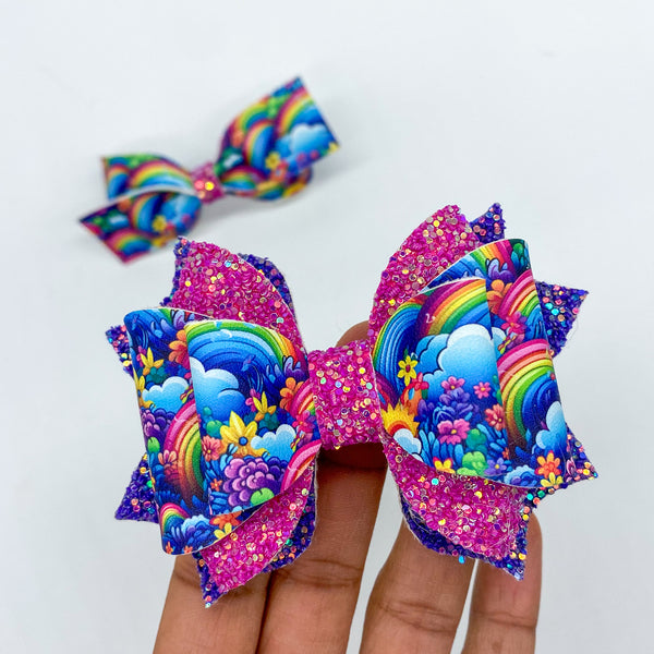 Bright, colourful and fun rainbow floral bows!