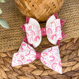 Gorgeous pink and white rainbows and hearts bows!