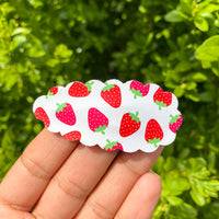 Sweet and summery fruit faux leather scalloped snap clips!