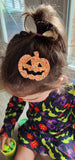 Adorable and super sparkly jack o' lantern snap clips, perfect for Halloween!