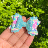 Beautiful colourful marbled mermaid scale bows!