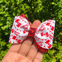 Canada Day bows! Adorable red and white glitter maple leaf bows!