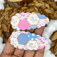 Adorable scalloped snap clips in cute fairy and unicorn prints!