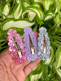 Super sparkly glitter scalloped peek a boo snap clips!