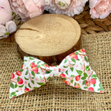 Beautiful apples and blossoms print faux leather bows!