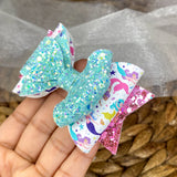 Super sparkly glitter and mermaid print bow!