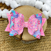 Beautiful tropical print and sparkly glitter bows!