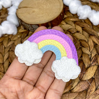 Adorable faux leather rainbow clips with "fluffy" clouds!