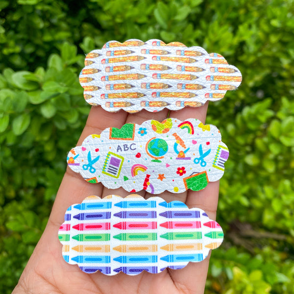 Adorable scalloped snap clips in cute prints perfect for back to school!