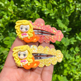 Super sparkly scalloped peek a boo snap clips with beautiful mermaid resins!