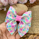 Beautiful colourful marbled mermaid scale bows!