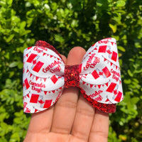 Canada Day bows! Adorable red and white glitter maple leaf bows!