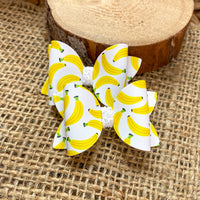 Adorable fruit faux leather 2" pigtail bows perfect for summer!