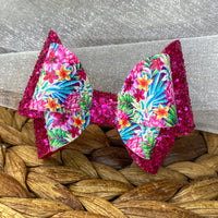 Bright and beautiful tropical print bows!