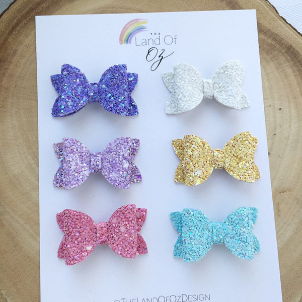 Sparkly chunky glitter pigtail bows!