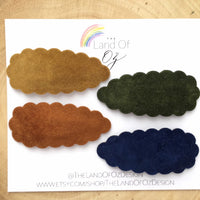 Faux velvet scalloped snap clips in gorgeous colours!