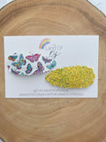 Bright and colourful chunky glitter scalloped snap clips
