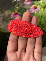 Bright and colourful chunky glitter scalloped snap clips