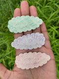 Glitter lace scalloped snap clips