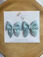 Embossed lace faux leather bows in beautiful neutral colours