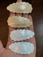 Chunky metallic glitter or metallic embossed lace snap clips