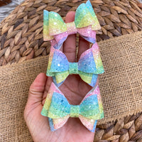 Super sparkly rainbow Bella double layer bows