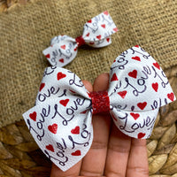 Beautiful LOVE heart bows, perfect for Valentine's Day!