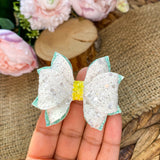 Gorgeous and glittery floral pinwheel bows!