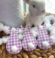 Adorable bunny snap clips in cute purple gingham print!