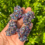 Gorgeous dark multi pearl chunky glitter bows!