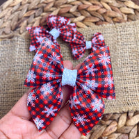 Gorgeous black and red snowflake plaid bows, perfect for the holidays!
