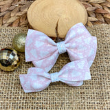 Gorgeous blush Christmas tree print bows!