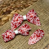 Adorable red and white heart bows, perfect for Valentine's Day!