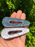 Metal inlay clips with "wild" faux leather or glitter!