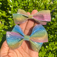 Super sparkly rainbow wave bows!