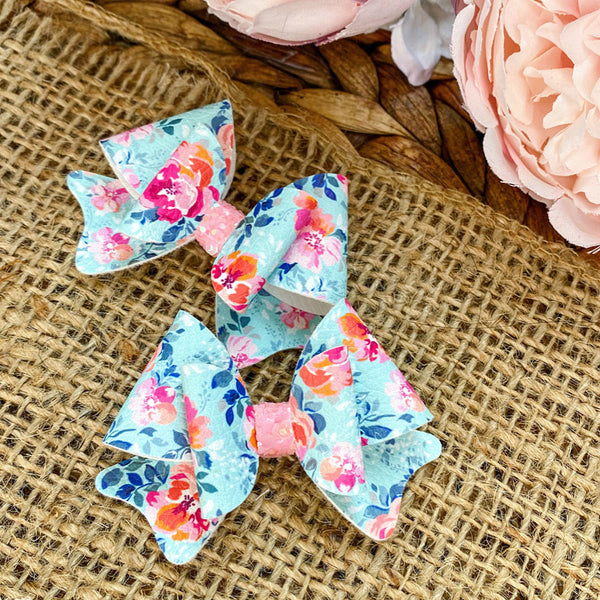 Gorgeous pink and blue floral bows!