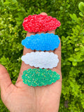 Sparkly glitter scalloped snap clips!