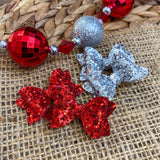 Super sparkly chunky glitter pigtail bows, perfect for the holidays!!