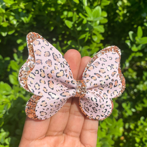 Gorgeous double layer golden leopard print butterfly bows!