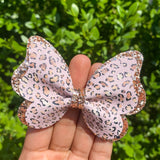 Gorgeous double layer golden leopard print butterfly bows!