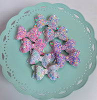 Sparkly bubble chunky glitter or marbled mermaid scale print pigtail bows!