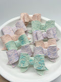 Gorgeous glitter lace bows in perfect pastel colours for spring and summer!