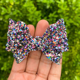 Gorgeous dark multi pearl chunky glitter bows!