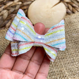 Adorable multicoloured stripe bead glitter bows!