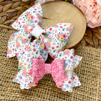 Beautiful floral rainbow bows!