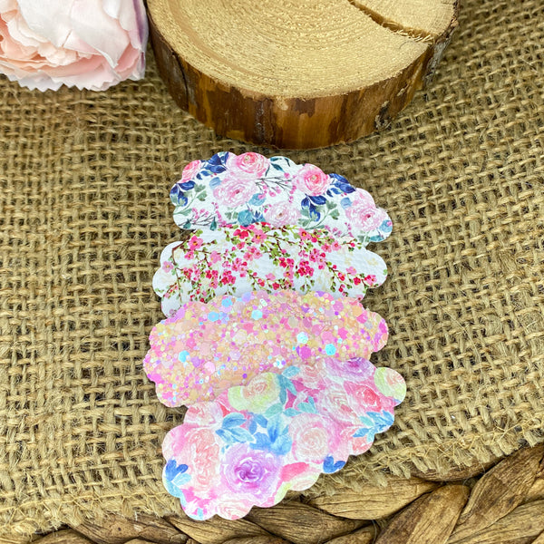 Beautiful floral scalloped snap clips!