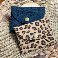 Gorgeous faux suede leopard print cardholders/coin purses!
