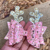 Super sparkly pink glam glitter reindeer bows, perfect for Christmas!